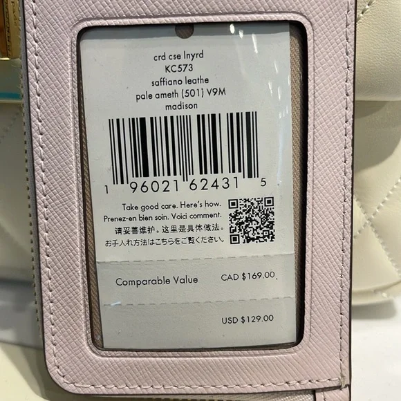 Kate Spade Madison Card Case Lanyard Pale Amethyst NWT - Picture 7 of 16